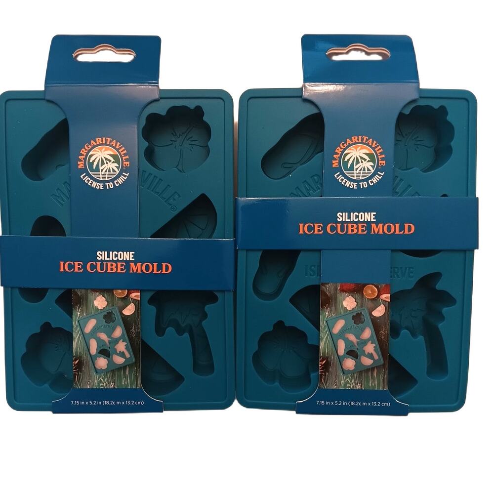 Margaritaville Tropical 2-pack Silicone Ice Cube Molds - 9 Island Shaped Cubes